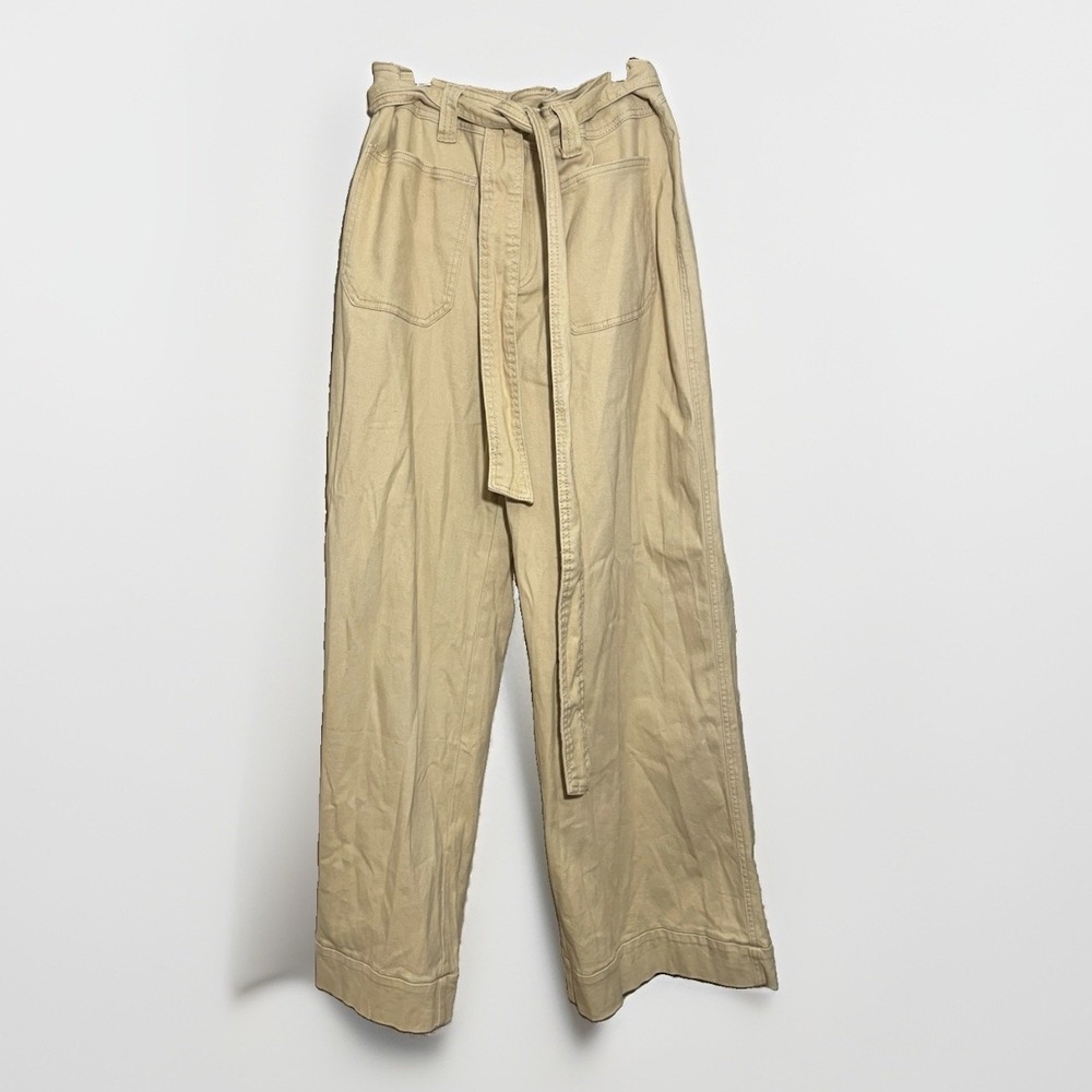 Classic Concepts Wide Leg Trouser Pants High Rise Women's XL Belt Khaki Beige